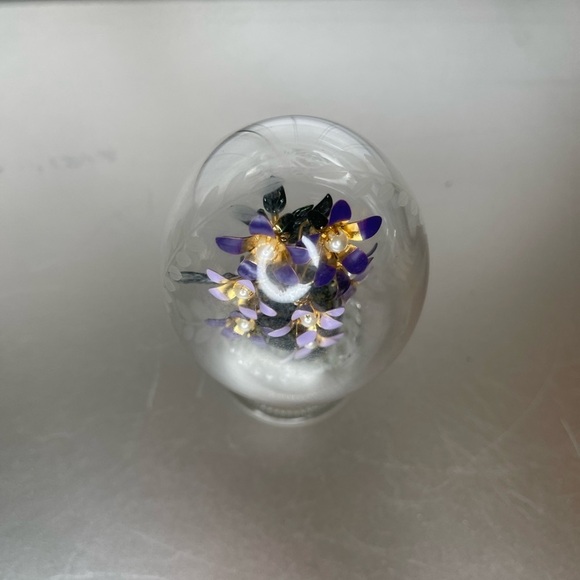 House Of Faberge Franklin Mint Purple Flower Bouquet Glass Egg Austria - Picture 3 of 8